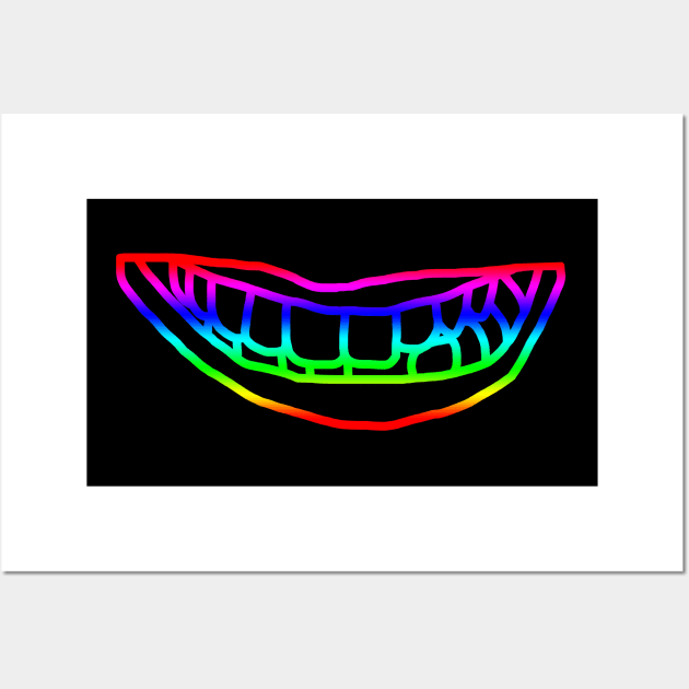 Rainbow Minimal Lips Line Wall Art by ellenhenryart